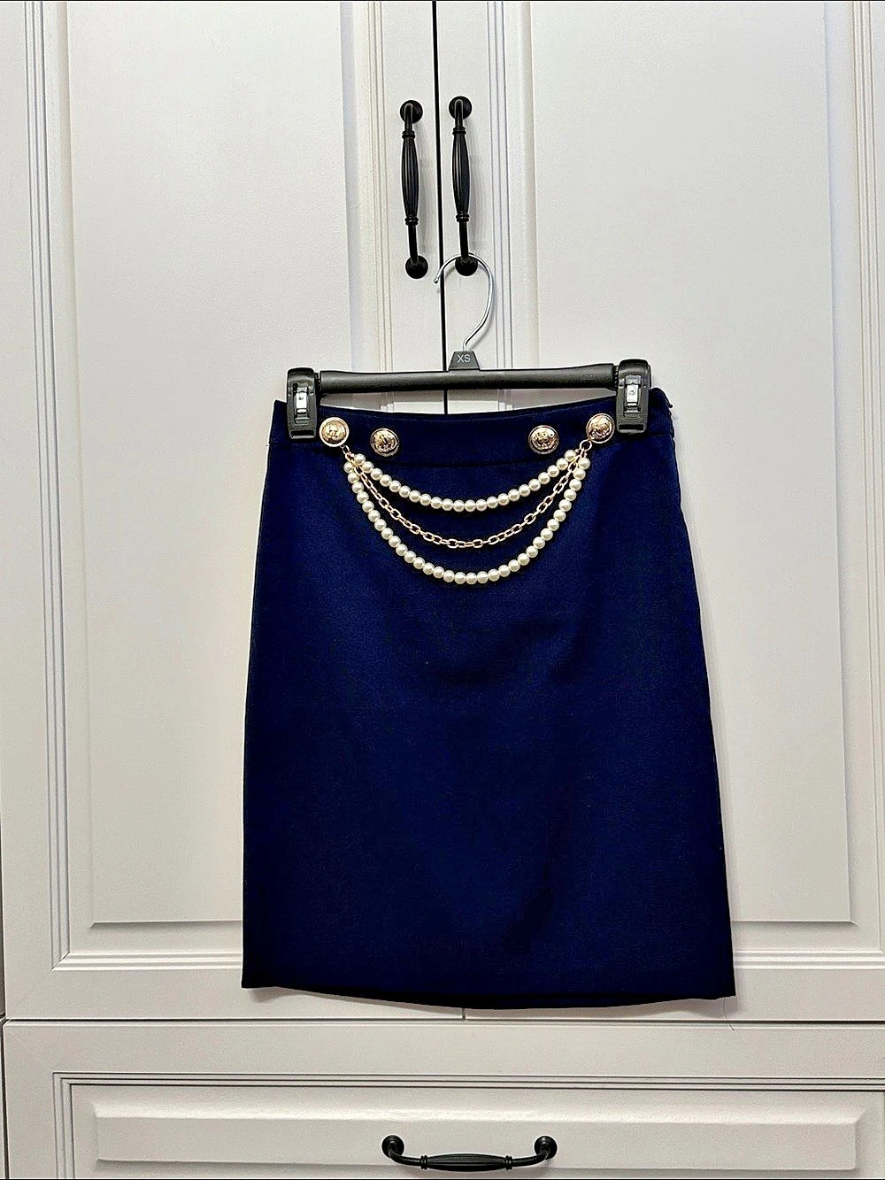 Venus Chain Detail Pencil Skirt in Blue Size 2 Like New